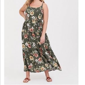 Torrid Olive Floral Maxi Dress